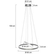 LED hængelampe Ringlux, 3 lyskilder stål, Ø 60 cm