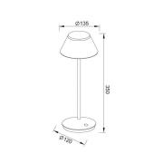 Genopladelig LED-bordlampe K5, sort, aluminium, IP54, dæmpbar