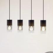 Lindby hængelampe Svante, 4 lyskilder, sort, glas, 85 cm