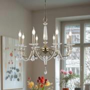 Lysekrone Adone, rund, 8 lyskilder, messing, krystalglas