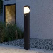 Lucande vejlampe Kiran, 100 cm, sensor, grå, IP44, E27