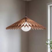 Hængelampe Nature Sun glas XL, flad kegle, Ø 69 cm, træ