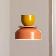 Hængelampe Uto, koral/gul, Ø 30 cm, metal
