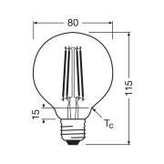 OSRAM LED-pære Globe G80 E27 2,2W Filament 2,700K