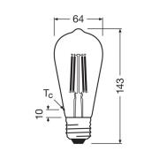 OSRAM LED-pære E27 2,2W Filament 2,700K