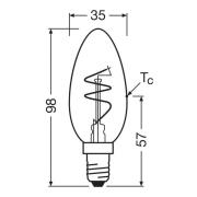 OSRAM LED Vintage B28 E14 3,5W 922 Spiral Filament guld dæmpbar