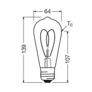 OSRAM LED Vintage ST64 E27 4,9W 922 Heart Filament guld dæmpbar