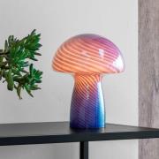 Dyberg Larsen Mushroom bordlampe, blå, højde 23 cm, glas