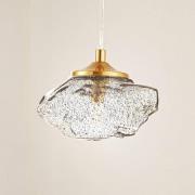 Lindby hængelampe Piatra, røg/messing, glas, Ø 16 cm, G9