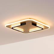 LED-loftlampe Andreas, kantet, 40 cm x 40 cm, guld mat