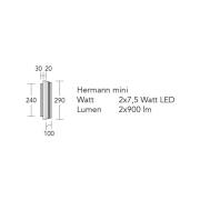 HerzBlut LED-væglampe Hermann mini, olieret eg, dæmpbar