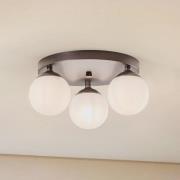Loftlampe Fatis Opalglas/sort 3 lyskilder rund