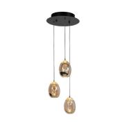 Hængelampe Golden Egg, rav/guld Ø 25 cm 3 lyskilder glas/metal