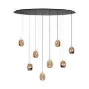Hængelampe Golden Egg, rav/guld, længde 100 cm, 8 lyskilder af glas