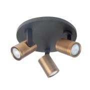 Loftspot Halo, sort/messing poleret Ø 25 cm 3 lyskilder.