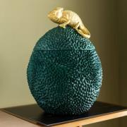 KARE dekorationsæske Chameleon, højde 34 cm, mørkegrøn, guld