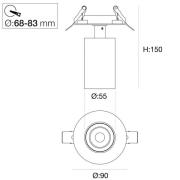 SLC LED-indbygningsspot ART, 1 lyskilde, hvid, 3.000 K, aluminium