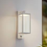 Lucande udendørs LED-væglampe Ferdinand, hvid, sensor, 38 cm