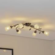 Liliana loftlampe, 6 lyskilder, sort, rosaguld, metal
