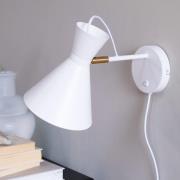 Dyberg Larsen væglampe Cindy, hvid, metal, bredde 20,5 cm