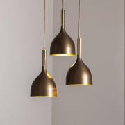 Hængelampe Noak 3 lyskilder, rund, titanium-guld/guld, stål