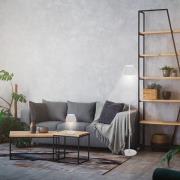 LED-gulvlampe Brilo unplugged Riffle, hvid, touch-dæmper