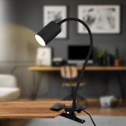 LED-klemmelampe Fleks, sort, fleksibel, metal