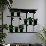 Væglampe Shelf, sort, bredde 102 cm, træ, 4 lyskilder.