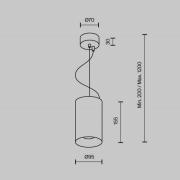 Maytoni LED-hængelampe Efir, sort, Ø 9,5 cm, 25 W, 38°