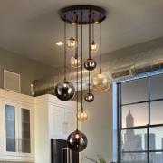 Mørk pendel, jern, glas, rav, røg, Ø 55 cm