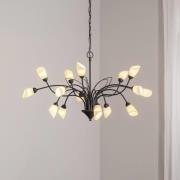 Gloriosa pendellampe, glas, sort, 15 lys