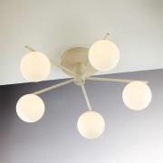 Prato loftlampe, creme, glas, 5 lyskilder