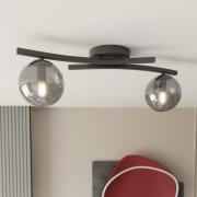 OPUS loftlampe, længde 60 cm, røggrå/sort, 2 lyskilder.