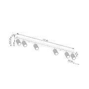 Loftspot carbon, guldfarvet, længde 117 cm, aluminium, 6 lyskilder.