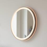 LED-vægspegel VIDRO, bronze, Ø 46 cm, powerbank, afbryder