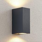ELC udendørs væglampe Fijona, kantet, 15 cm, grå, aluminium