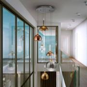 Charlize 6 lyskilder LED-hængelampe, dæmpbar, firefarvet glas