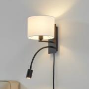 Lindby Florens væglampe, sort, LED-læselampe, 23,5 cm