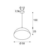 SLV Hængelampe Forchini, 50 cm sort/guldfarvet plast