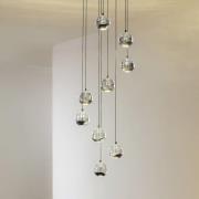 Lucande LED-hængelampe Hayley, sort, 9 lyskilder, glas