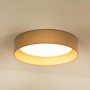 LED-loftlampe Plafond, fløjl, beige/guld, stof, Ø 45 cm,3-trins