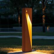 Lucande LED-gadelampe CUT, 100 cm, metal, rust/guld, IP65