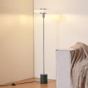 Lindby Gulvlampe Branford, 130 cm hvid/grøn, opalglas/marmor
