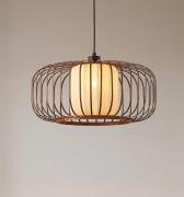 Lindby pendellampe Davella, Ø 50 cm, bambus, tekstil