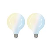 LUUMR Smart LED-pære 2 stk E27 G125 7W CCT mat Tuya