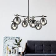 Loftlampe Lilou, Ø 53 cm, røggrå, glas/metal, 6 lyskilder.