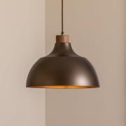 Envostar Kaitt hængelampe, brun, Ø 34 cm, trædetaljer