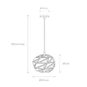 Malunga hængelampe i metal, hvid-gylden