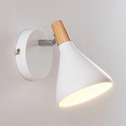 Lindby væglampe Arina, 17 cm, hvid, metal, træ, E14