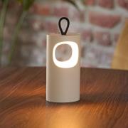 LED-bordlampe Lunari, beige, 16 cm, metal, CCT IP44